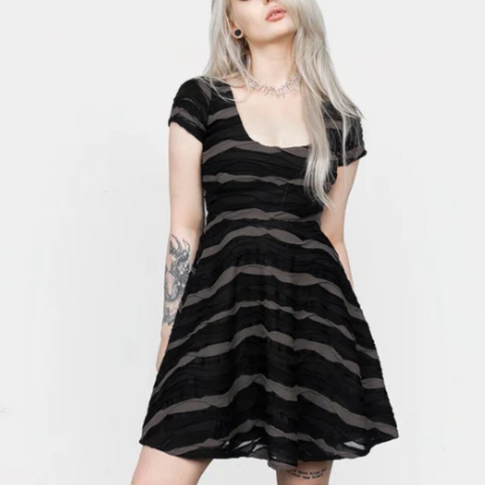 Disturbia - Distortion Short Sleeve Mini Skater Dress